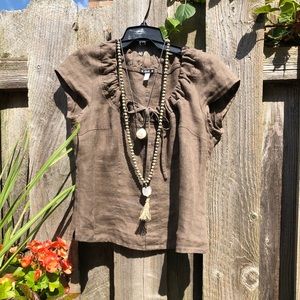 So boho Lu.el linen drawstring blouse